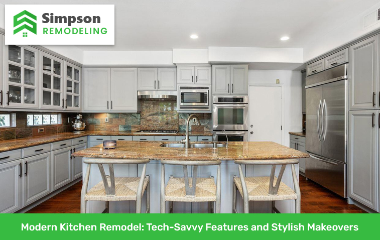 Modern kitchen featuring smart appliances and tech-savvy features