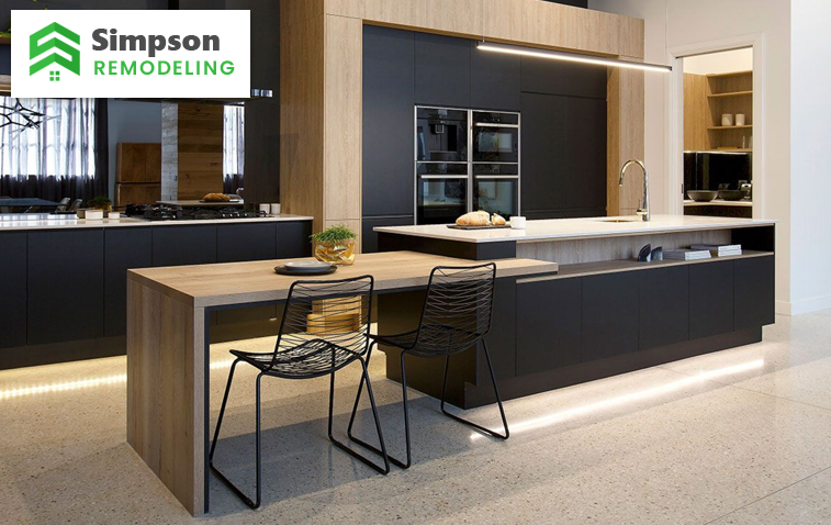 Modern kitchen with MSI Quartz countertop, stylish design, and sleek edges.